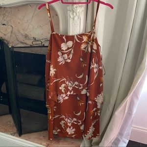 Orange floral mini dress